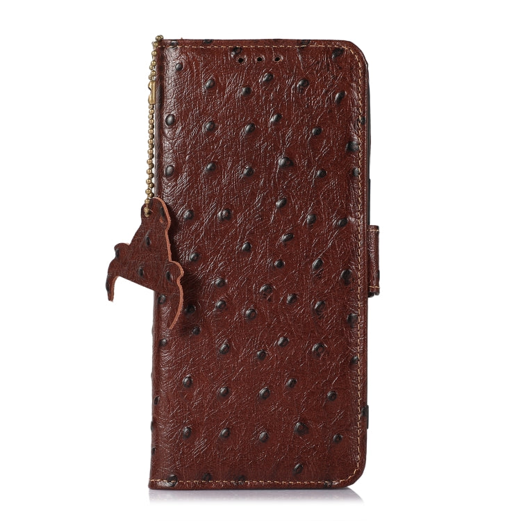 For Google Pixel 8 Ostrich Pattern Genuine Leather RFID Phone Case(Coffee) - Google Cases by PMC TechLife | Online Shopping South Africa | PMC TechLife | Buy Now Pay Later Mobicred