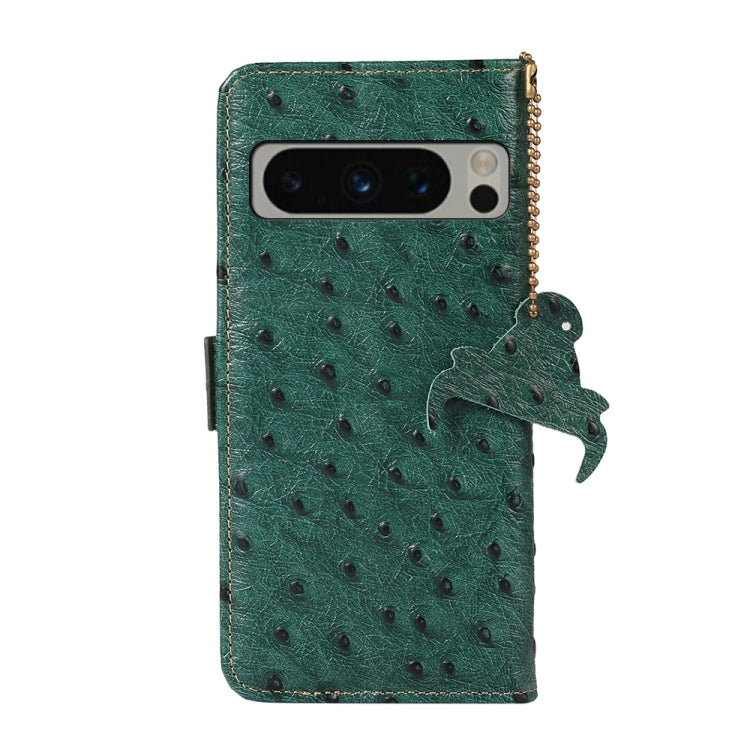 For Google Pixel 8 Pro Ostrich Pattern Genuine Leather RFID Phone Case(Green) - Google Cases by PMC TechLife | Online Shopping South Africa | PMC TechLife | Buy Now Pay Later Mobicred