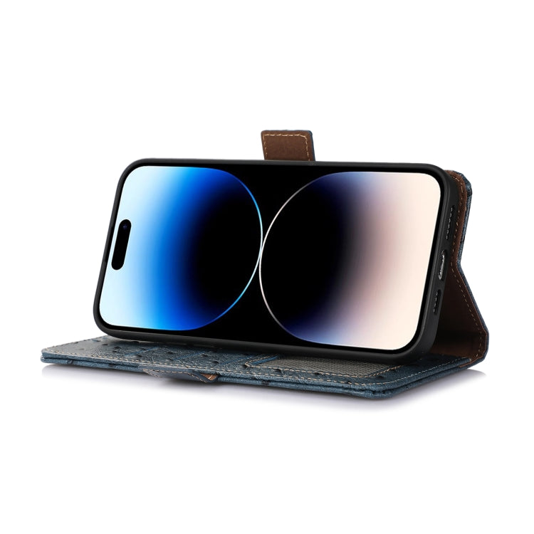 For Honor Magic5 Pro Ostrich Pattern Genuine Leather RFID Phone Case(Blue) - Honor Cases by PMC TechLife | Online Shopping South Africa | PMC TechLife | Buy Now Pay Later Mobicred