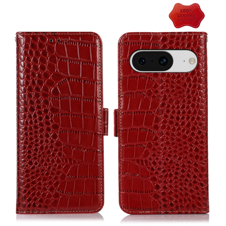 For Google Pixel 8 Crocodile Top Layer Cowhide Leather Phone Case(Red) - Google Cases by PMC TechLife | Online Shopping South Africa | PMC TechLife | Buy Now Pay Later Mobicred