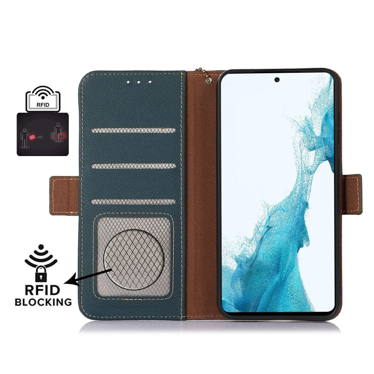 For Google Pixel 8 Side-Magnetic TJ Genuine Leather RFID Phone Case(Green) - Google Cases by PMC TechLife | Online Shopping South Africa | PMC TechLife | Buy Now Pay Later Mobicred