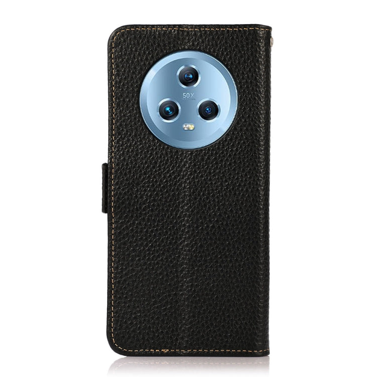 For Honor Magic5 KHAZNEH Side-Magnetic Litchi Genuine Leather RFID Phone Case(Black) - Honor Cases by PMC TechLife | Online Shopping South Africa | PMC TechLife | Buy Now Pay Later Mobicred