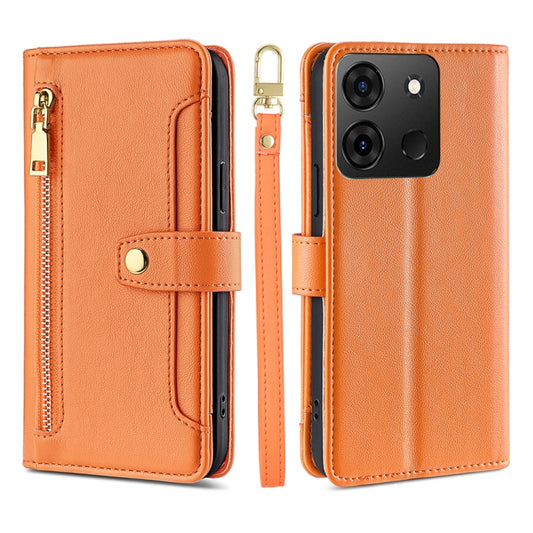 For Infinix Smart 7 Sheep Texture Cross-body Zipper Wallet Leather Phone Case(Orange) - Infinix Cases by PMC Jewellery | Online Shopping South Africa | PMC Jewellery | Buy Now Pay Later Mobicred