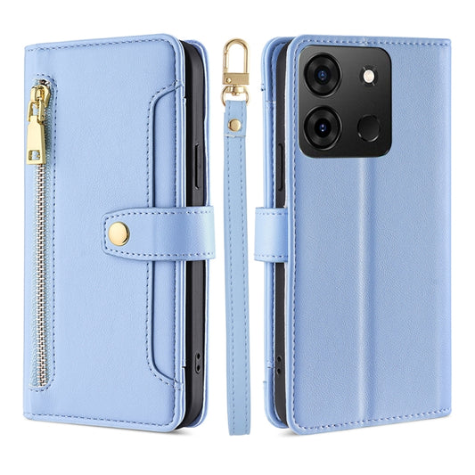 For Infinix Smart 7 Sheep Texture Cross-body Zipper Wallet Leather Phone Case(Blue) - Infinix Cases by PMC Jewellery | Online Shopping South Africa | PMC Jewellery | Buy Now Pay Later Mobicred