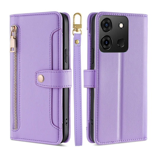 For Infinix Smart 7 Sheep Texture Cross-body Zipper Wallet Leather Phone Case(Purple) - Infinix Cases by PMC Jewellery | Online Shopping South Africa | PMC Jewellery | Buy Now Pay Later Mobicred