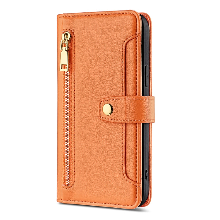For Nokia G22 Sheep Texture Cross-body Zipper Wallet Leather Phone Case(Orange) - Nokia Cases by PMC TechLife | Online Shopping South Africa | PMC TechLife | Buy Now Pay Later Mobicred
