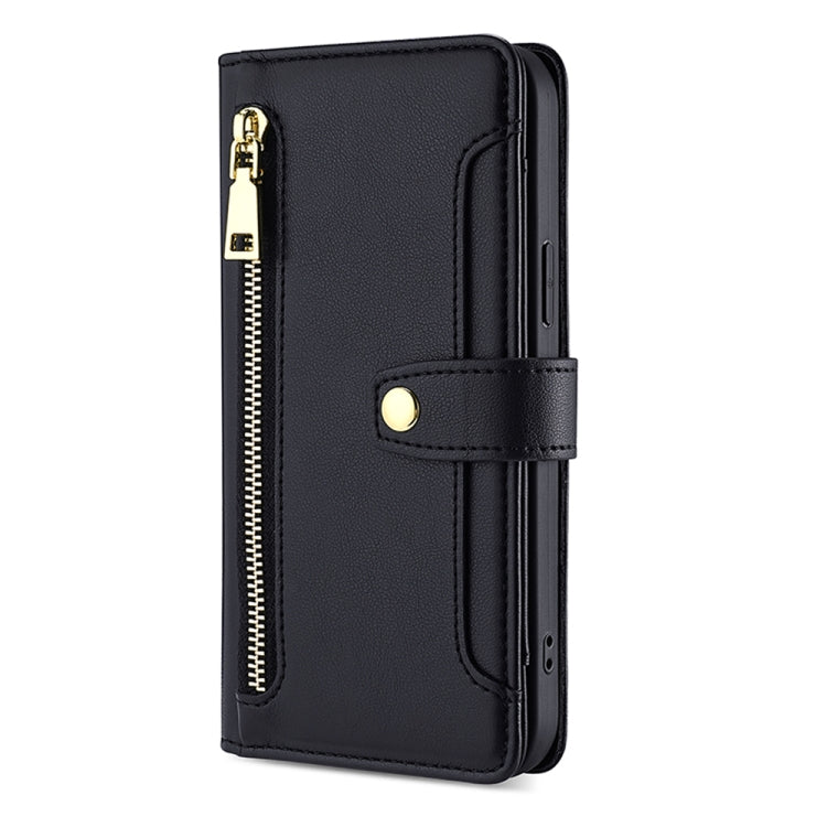 For Honor Magic5 Pro Sheep Texture Cross-body Zipper Wallet Leather Phone Case(Black) - Honor Cases by PMC TechLife | Online Shopping South Africa | PMC TechLife | Buy Now Pay Later Mobicred