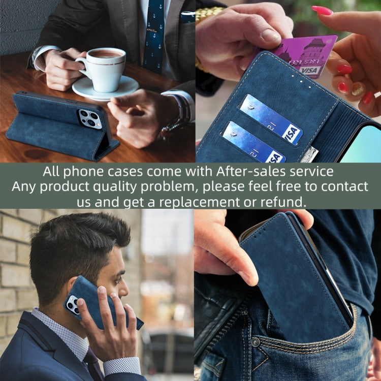 For Blackview A52 RFID Anti-theft Brush Magnetic Leather Phone Case(Blue) - More Brand by PMC Jewellery | Online Shopping South Africa | PMC Jewellery | Buy Now Pay Later Mobicred
