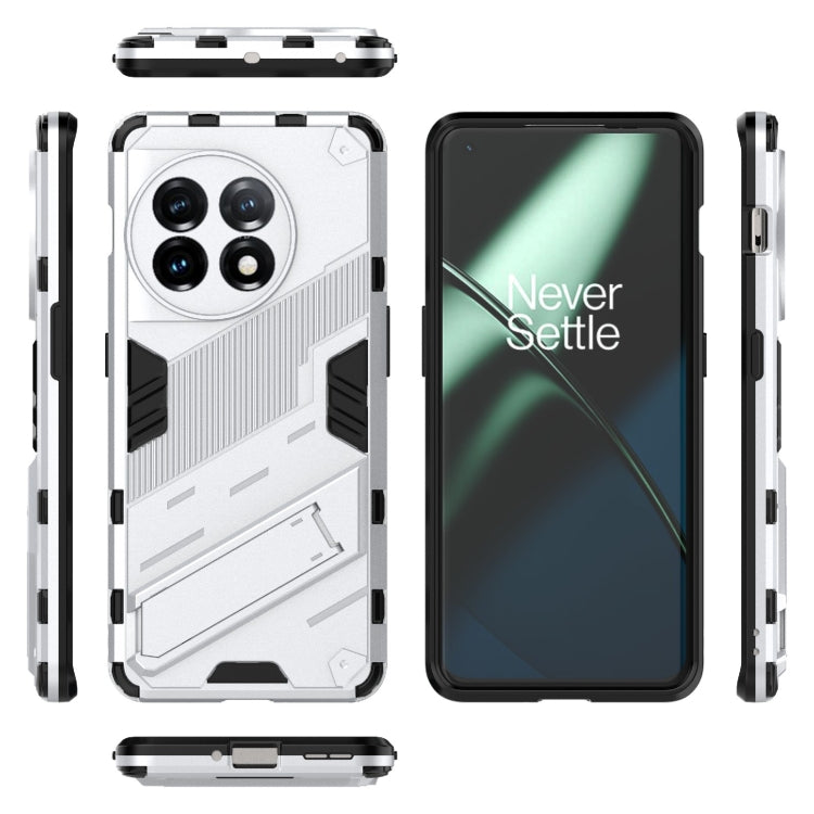 For OnePlus 11 5G Punk Armor 2 in 1 PC + TPU Shockproof Phone Case with Invisible Holder(White) - OnePlus Cases by PMC Jewellery | Online Shopping South Africa | PMC Jewellery