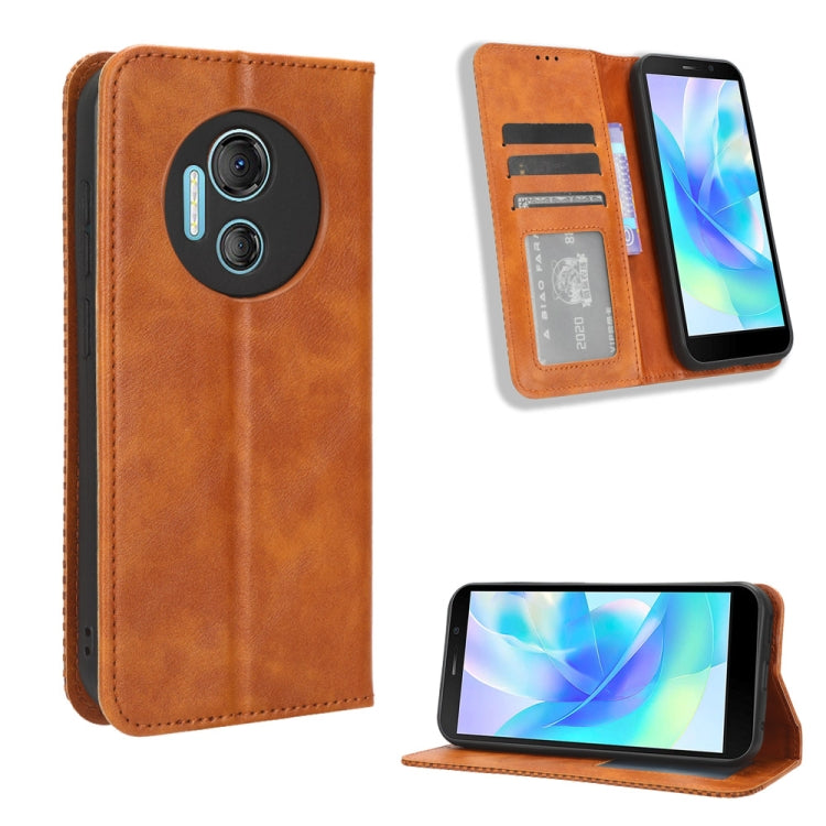For Doogee X97 / X97 Pro Magnetic Buckle Retro Texture Leather Phone Case(Brown) - Doogee Cases by PMC TechLife | Online Shopping South Africa | PMC TechLife | Buy Now Pay Later Mobicred