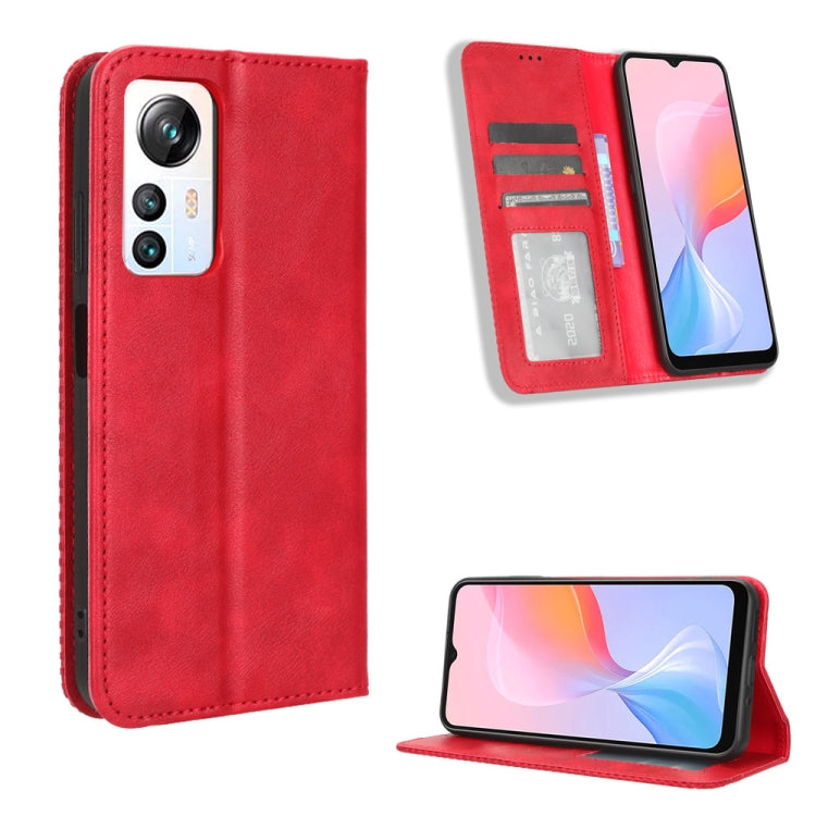 For Blackview A85 Magnetic Buckle Retro Texture Leather Phone Case(Red) - More Brand by PMC Jewellery | Online Shopping South Africa | PMC Jewellery | Buy Now Pay Later Mobicred