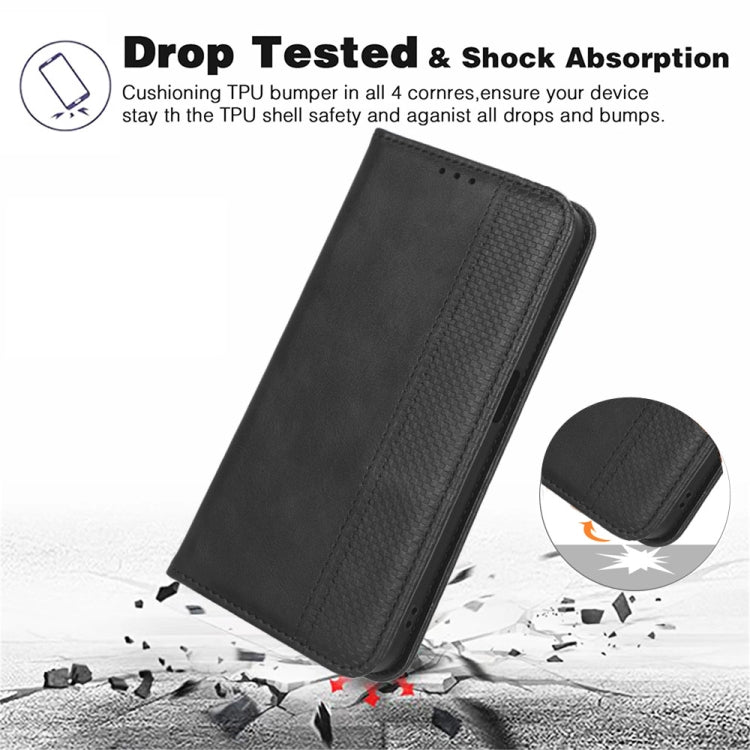 For Blackview A85 Magnetic Buckle Retro Texture Leather Phone Case(Black) - More Brand by PMC TechLife | Online Shopping South Africa | PMC TechLife
