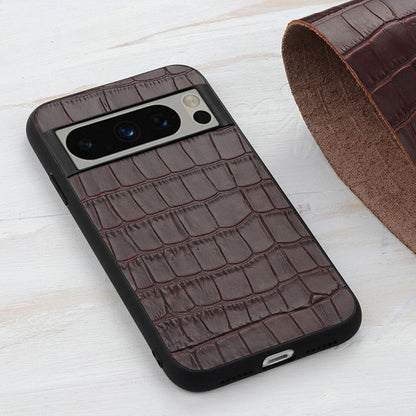 For Google Pixel 8 Pro Crocodile Texture Genuine Leather Phone Case(Brown) - Google Cases by PMC Jewellery | Online Shopping South Africa | PMC Jewellery | Buy Now Pay Later Mobicred