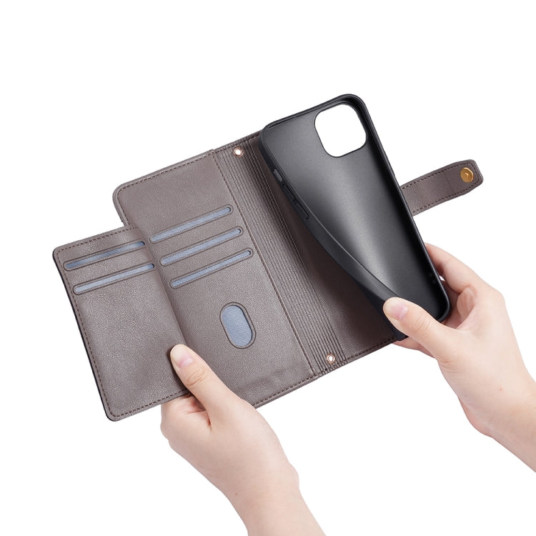 For Nokia C12 Sheep Texture Cross-body Zipper Wallet Leather Phone Case(Grey) - Nokia Cases by PMC TechLife | Online Shopping South Africa | PMC TechLife | Buy Now Pay Later Mobicred