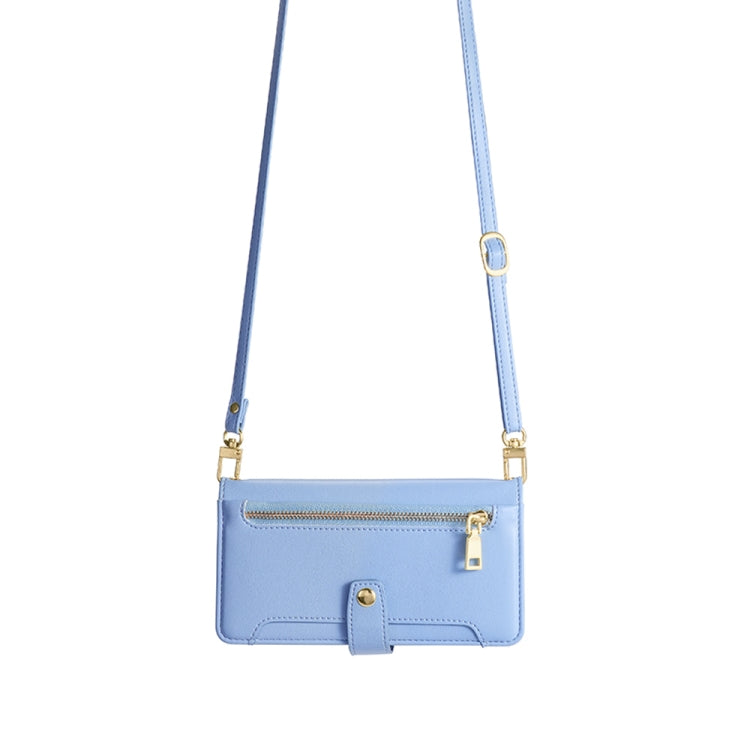 For Nokia C32 Sheep Texture Cross-body Zipper Wallet Leather Phone Case(Blue) - Nokia Cases by PMC TechLife | Online Shopping South Africa | PMC TechLife | Buy Now Pay Later Mobicred