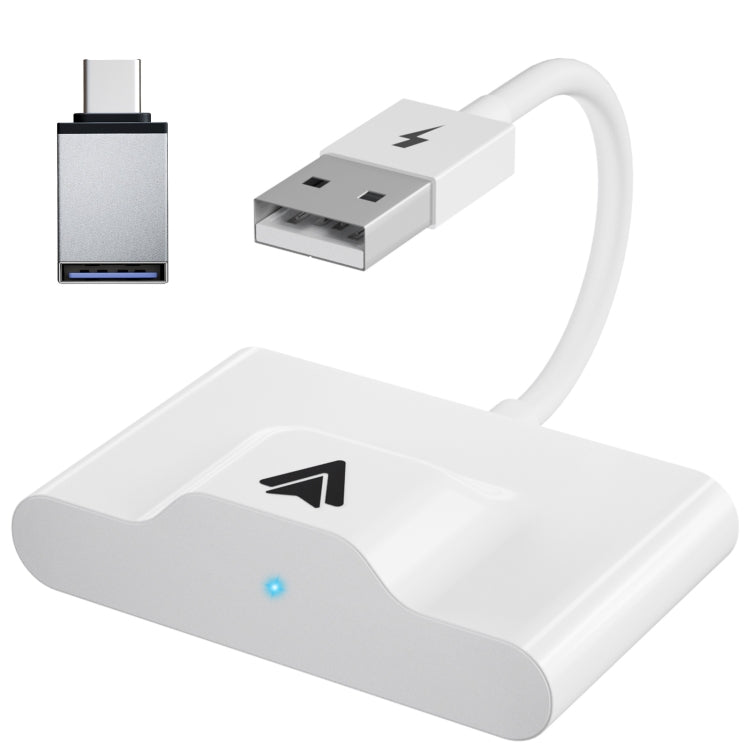 THT-020-3+ USB + USB-C / Type-C Wired to Wireless Carplay Adapter for Android Smartphone(White) - free shipping - PMC TechLife - Order now!