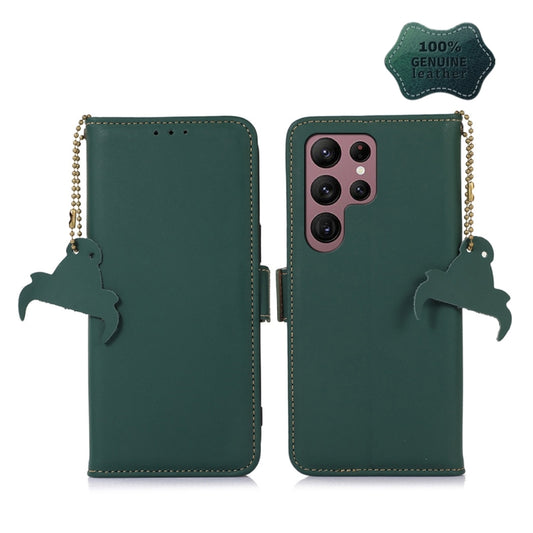 For Samsung Galaxy S24 Ultra 5G Genuine Leather Magnetic RFID Leather Phone Case(Green) - Galaxy S24 Ultra 5G Cases by PMC Jewellery | Online Shopping South Africa | PMC Jewellery | Buy Now Pay Later Mobicred