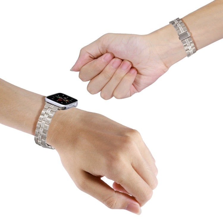 3-Beads Stripe Metal Watch Band For Apple Watch 9 45mm(Starlight) - free shipping - PMc TechLife - Order now!
