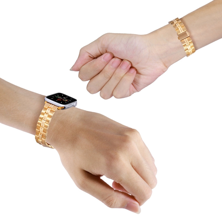 3-Beads Stripe Metal Watch Band For Apple Watch 9 41mm(Gold) - free shipping - PMc TechLife - Order now!