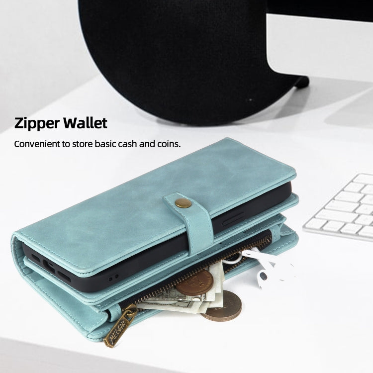 For iPhone 13 Pro Zipper Wallet Detachable MagSafe Leather Phone Case(Blue) - iPhone 13 Pro Cases by PMC TechLife | Online Shopping South Africa | PMC TechLife