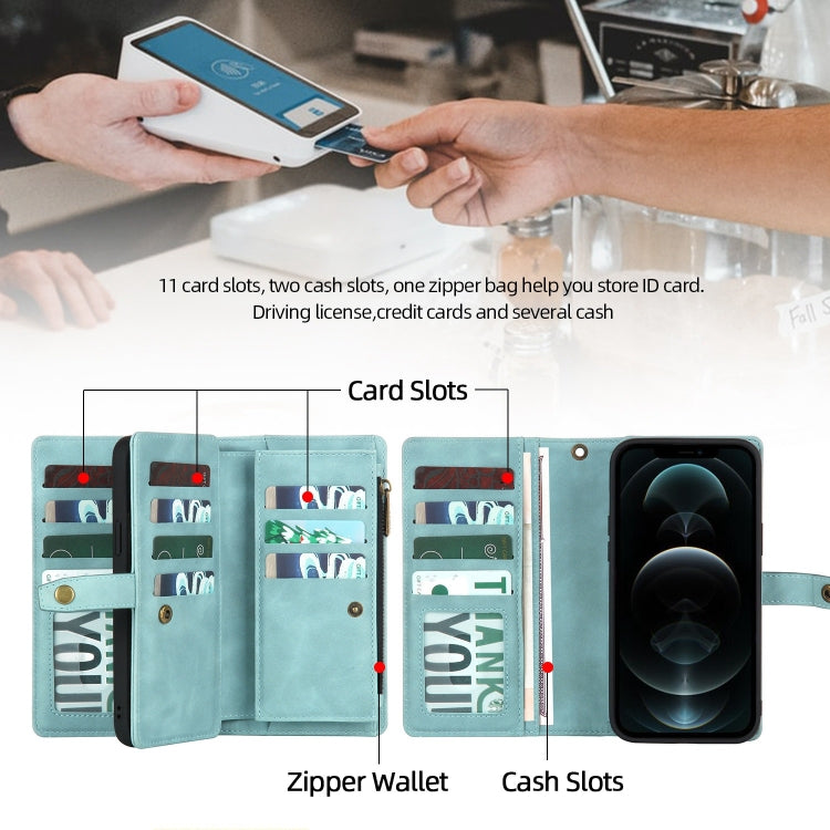 For iPhone 11 Pro Zipper Wallet Detachable MagSafe Leather Phone Case(Blue) - iPhone 11 Pro Cases by PMC TechLife | Online Shopping South Africa | PMC TechLife