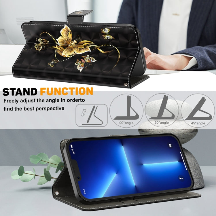 For Xiaomi Redmi Note  12 Pro+ 5G Global 3D Painted Pattern Leather Phone Case(Golden Butterfly) - Xiaomi Cases by PMC TechLife | Online Shopping South Africa | PMC TechLife | Buy Now Pay Later Mobicred