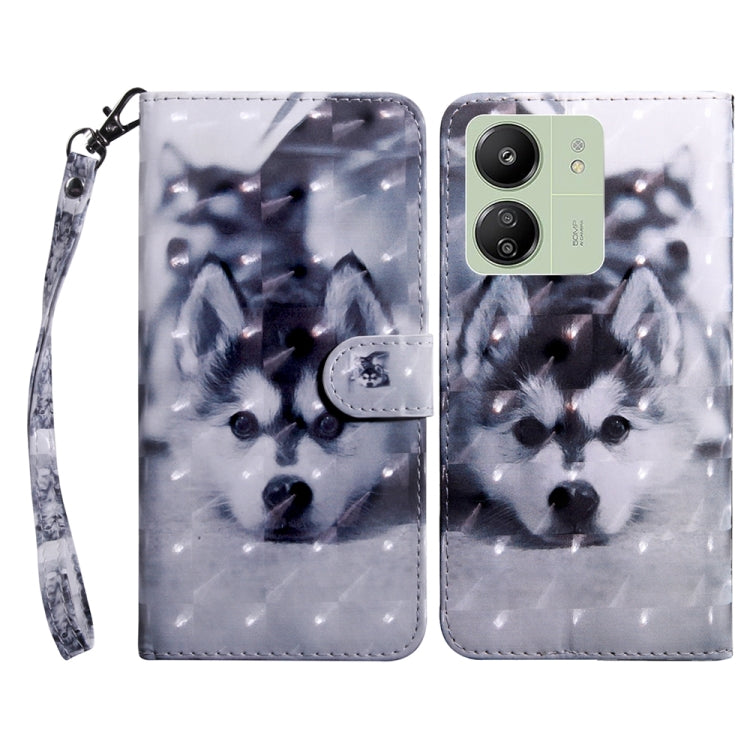 For Xiaomi Redmi 13C 3D Painted Pattern Leather Phone Case(Husky) - 13C Cases by PMC TechLife | Online Shopping South Africa | PMC TechLife | Buy Now Pay Later Mobicred