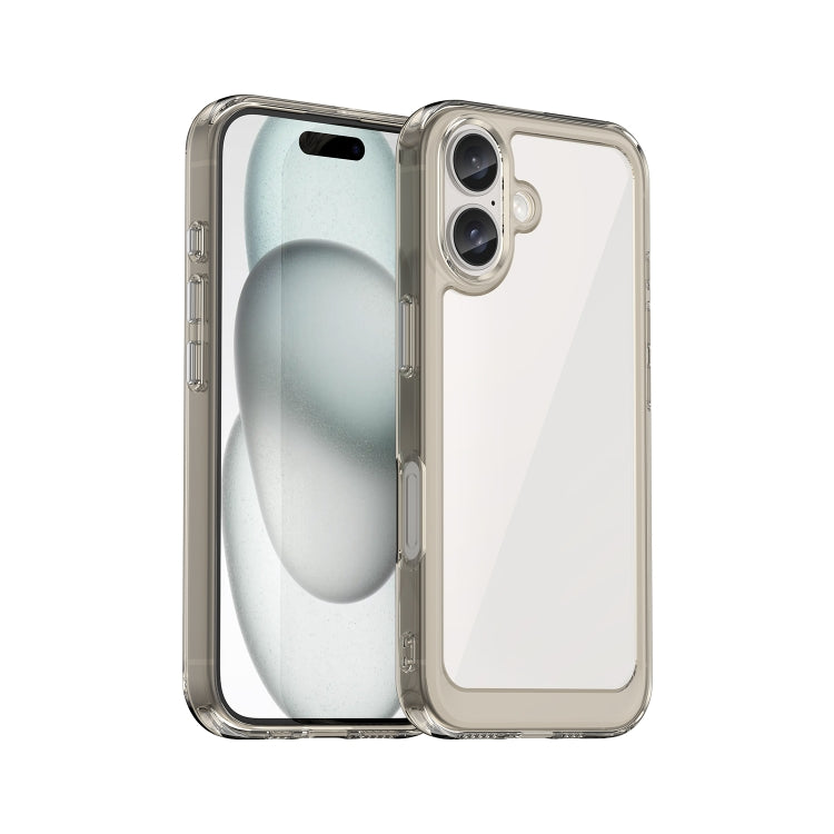 For iPhone 16 Plus Colorful Series Acrylic + TPU Phone Case(Transparent Grey) - iPhone 16 Plus Cases by PMC Jewellery | Online Shopping South Africa | PMC Jewellery | Buy Now Pay Later Mobicred