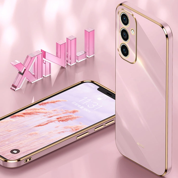 For Samsung Galaxy A35 5G XINLI Straight Edge 6D Electroplate TPU Phone Case with Ring Holder(Pink) - Galaxy Phone Cases by XINLI | Online Shopping South Africa | PMC Jewellery