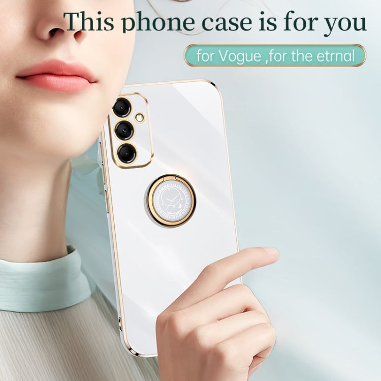 For Samsung Galaxy A55 XINLI Straight Edge 6D Electroplate TPU Phone Case with Ring Holder(Black) - Galaxy Phone Cases by XINLI | Online Shopping South Africa | PMC TechLife