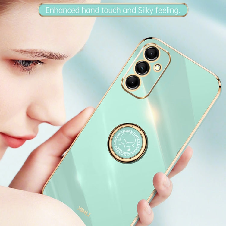 For Samsung Galaxy A55 XINLI Straight Edge 6D Electroplate TPU Phone Case with Ring Holder(White) - Galaxy Phone Cases by XINLI | Online Shopping South Africa | PMC TechLife | Buy Now Pay Later Mobicred