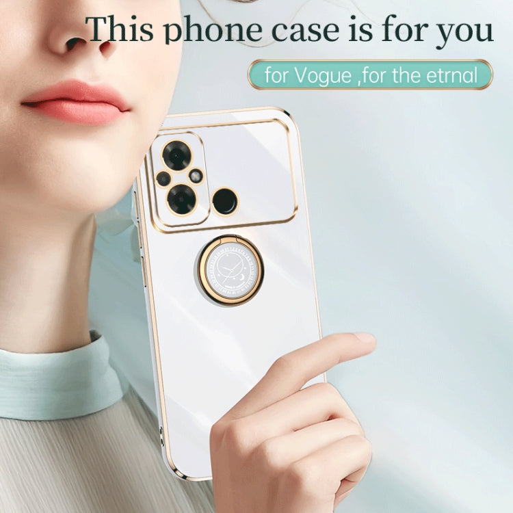 For Xiaomi Poco C55 4G XINLI Straight Edge 6D Electroplate TPU Phone Case with Ring Holder(Hawthorn Red) - Xiaomi Cases by XINLI | Online Shopping South Africa | PMC Jewellery | Buy Now Pay Later Mobicred