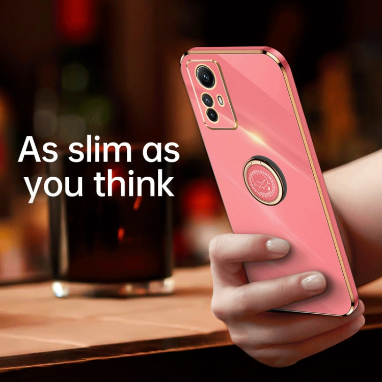For Xiaomi Redmi Note 12S 4G XINLI Straight Edge 6D Electroplate TPU Phone Case with Ring Holder(Black) - Xiaomi Cases by XINLI | Online Shopping South Africa | PMC TechLife | Buy Now Pay Later Mobicred