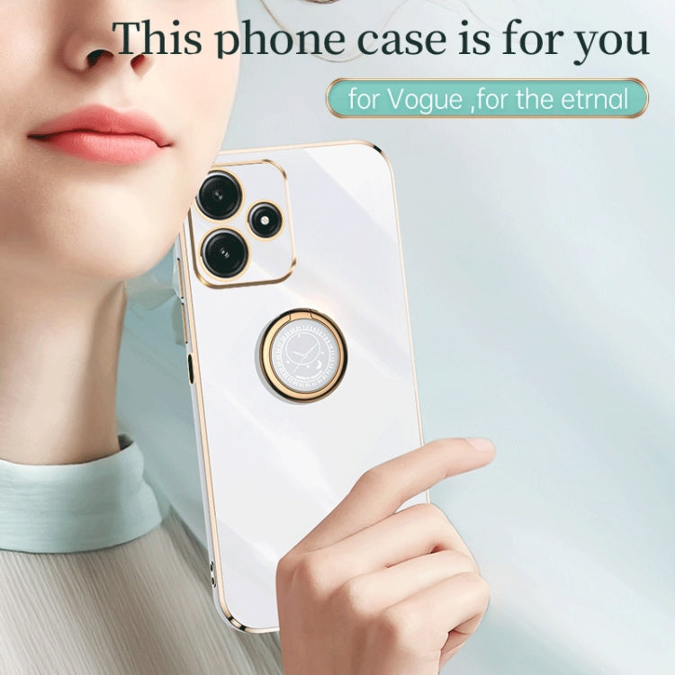 For Xiaomi Redmi Note 12R XINLI Straight Edge 6D Electroplate TPU Phone Case with Ring Holder(Pink) - Xiaomi Cases by XINLI | Online Shopping South Africa | PMC TechLife | Buy Now Pay Later Mobicred