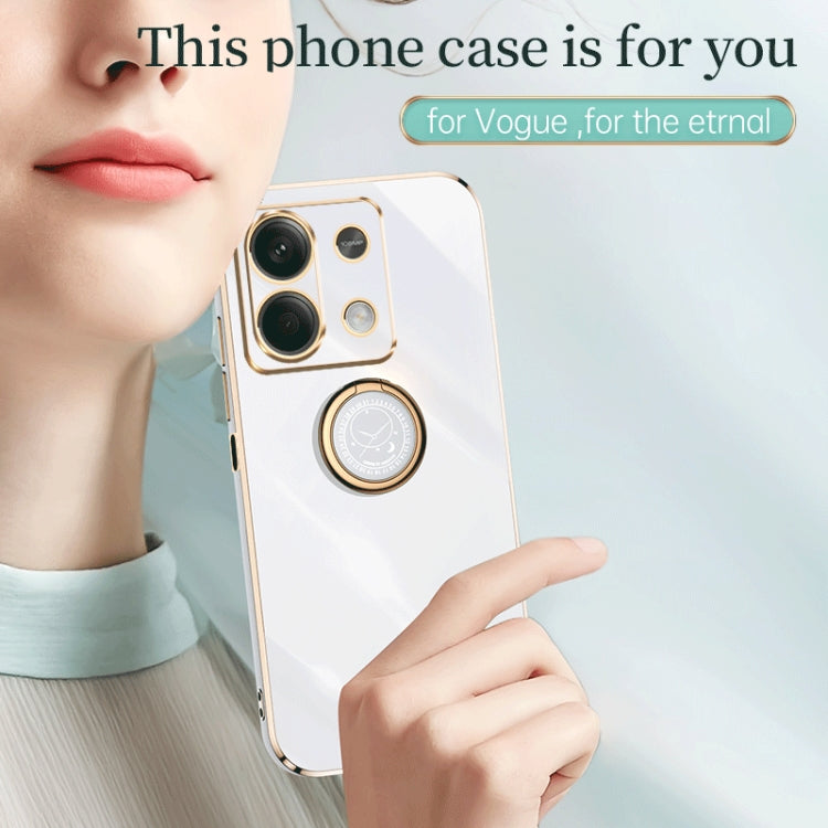 For Xiaomi Redmi Note 13 5G XINLI Straight Edge 6D Electroplate TPU Phone Case with Ring Holder(Mint Green) - Note 13 Cases by XINLI | Online Shopping South Africa | PMC Jewellery | Buy Now Pay Later Mobicred