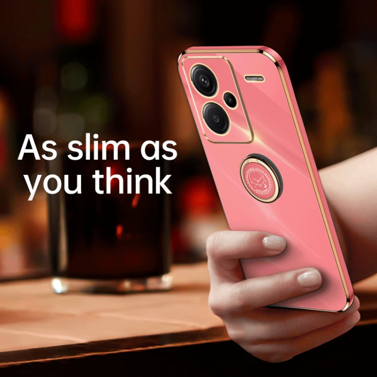For Xiaomi Redmi Note 13 Pro+ XINLI Straight Edge 6D Electroplate TPU Phone Case with Ring Holder(White) - Note 13 Pro+ Cases by XINLI | Online Shopping South Africa | PMC TechLife | Buy Now Pay Later Mobicred