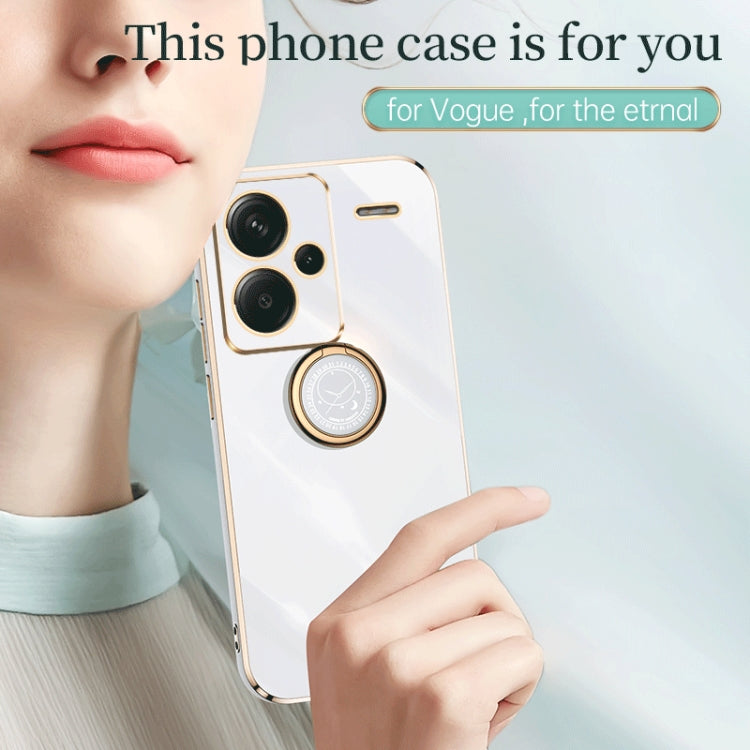 For Xiaomi Redmi Note 13 Pro+ XINLI Straight Edge 6D Electroplate TPU Phone Case with Ring Holder(Pink) - Note 13 Pro+ Cases by XINLI | Online Shopping South Africa | PMC TechLife | Buy Now Pay Later Mobicred