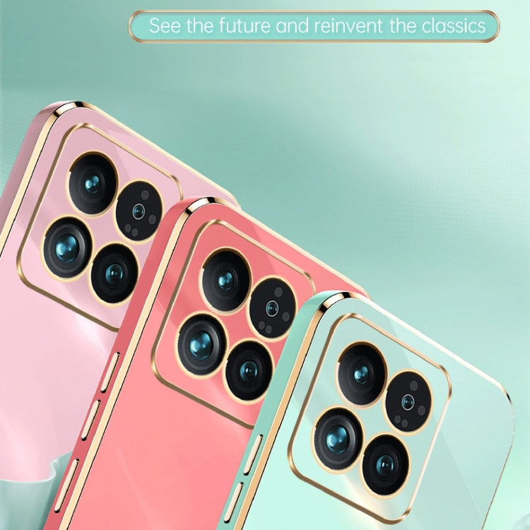 For Xiaomi 14 Pro XINLI Straight Edge 6D Electroplate TPU Phone Case with Ring Holder(Mint Green) - 14 Pro Cases by XINLI | Online Shopping South Africa | PMC Jewellery | Buy Now Pay Later Mobicred