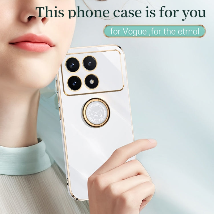 For Xiaomi Redmi K70E XINLI Straight Edge 6D Electroplate TPU Phone Case with Ring Holder(Celestial Blue) - K70E Cases by XINLI | Online Shopping South Africa | PMC TechLife | Buy Now Pay Later Mobicred