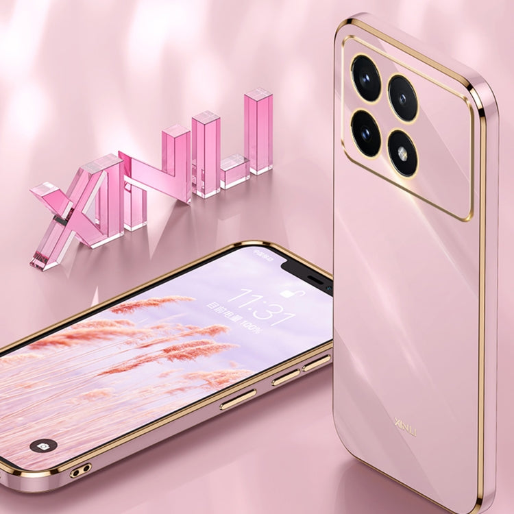For Xiaomi Redmi K70E XINLI Straight Edge 6D Electroplate TPU Phone Case with Ring Holder(Pink) - K70E Cases by XINLI | Online Shopping South Africa | PMC Jewellery | Buy Now Pay Later Mobicred