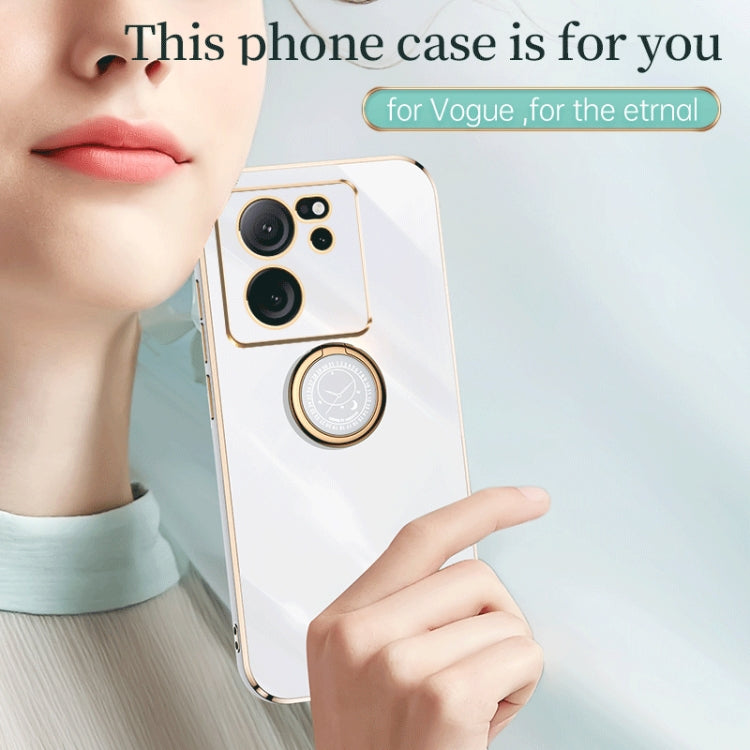 For Xiaomi Redmi K60 Ultra / Mi 13T XINLI Straight Edge 6D Electroplate TPU Phone Case with Ring Holder(White) - Redmi K60 Ultra Cases by XINLI | Online Shopping South Africa | PMC Jewellery | Buy Now Pay Later Mobicred