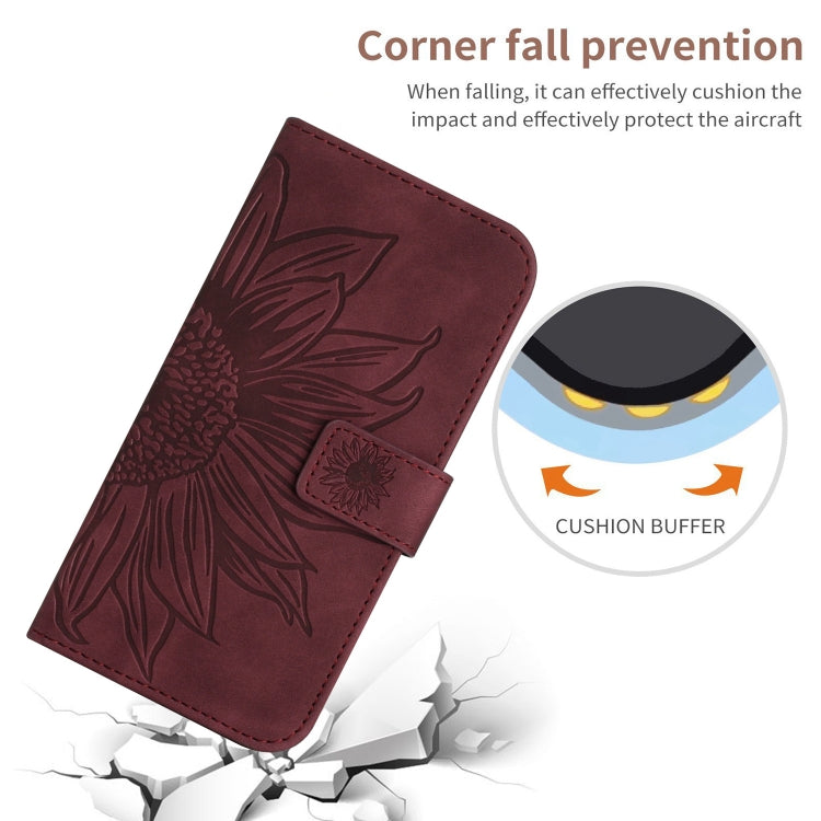 For Xiaomi Redmi Note 12S Skin Feel Sun Flower Embossed Flip Leather Phone Case with Lanyard(Wine Red) - Xiaomi Cases by PMC Jewellery | Online Shopping South Africa | PMC Jewellery | Buy Now Pay Later Mobicred