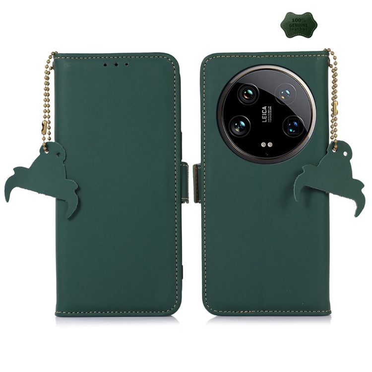 For Xiaomi 14 Ultra Genuine Leather Magnetic RFID Leather Phone Case(Green) - 14 Ultra Cases by PMC TechLife | Online Shopping South Africa | PMC TechLife | Buy Now Pay Later Mobicred