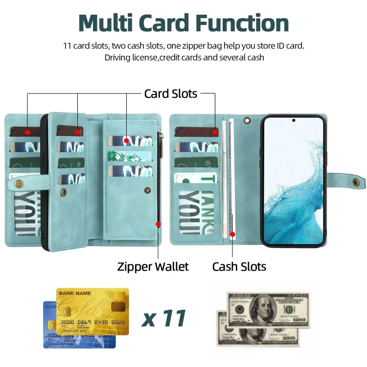 For Samsung Galaxy A12 5G Zipper Wallet Detachable MagSafe Leather Phone Case(Blue) - Galaxy Phone Cases by PMC TechLife | Online Shopping South Africa | PMC TechLife