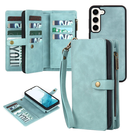 For Samsung Galaxy A13 5G Zipper Wallet Detachable MagSafe Leather Phone Case(Blue) - Galaxy Phone Cases by PMC Jewellery | Online Shopping South Africa | PMC Jewellery