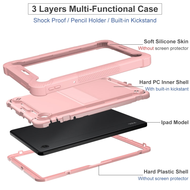 For TCL Tab 10 5G Shockproof Silicone Hybrid PC Tablet Case with Holder(Rose Gold) - Others by PMC TechLife | Online Shopping South Africa | PMC TechLife | Buy Now Pay Later Mobicred
