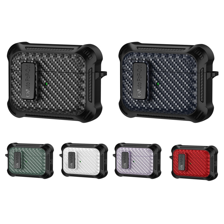 For AirPods 3 Alpha Carbon Fiber Wireless Bluetooth Earphone Protective Case(Red) - For AirPods 3 by PMC Jewellery | Online Shopping South Africa | PMC Jewellery | Buy Now Pay Later Mobicred
