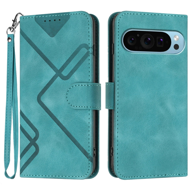 For Google Pixel 9 Pro Line Pattern Skin Feel Leather Phone Case(Light Blue) - Google Cases by PMC Jewellery | Online Shopping South Africa | PMC Jewellery | Buy Now Pay Later Mobicred