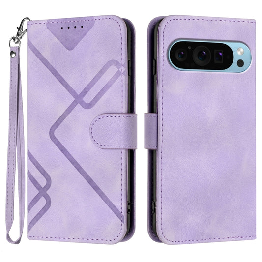 For Google Pixel 9 Line Pattern Skin Feel Leather Phone Case(Light Purple) - Google Cases by PMC Jewellery | Online Shopping South Africa | PMC Jewellery | Buy Now Pay Later Mobicred