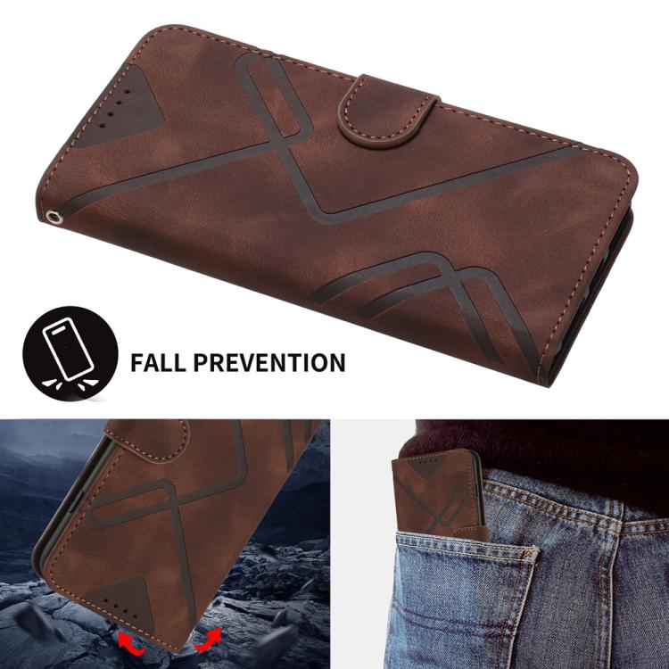 For iPhone 17 Line Pattern Skin Feel Leather Phone Case(Coffee) - free shipping - PMc TechLife - Order now!